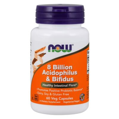 NOW Foods 8 миллиардов Acidophilus & Bifidus 8 миллиардов КОЕ 60 растительных капсул