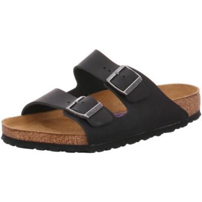 Birkenstock Arizona Leather Oiled Black SFB Slides Sandals Thongs Slip On regula