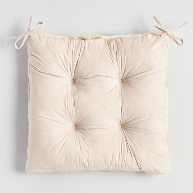 Chair Cushion Faux Cowhide w Gold Speckles Ties Polyester Southwest Country