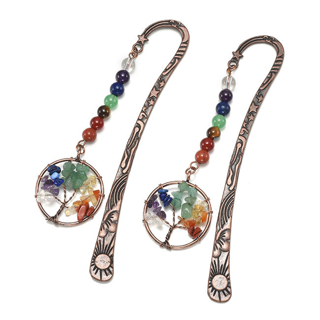 Chakra Healing Tree of Life  Stars Moon Sun Bronze Alloy Bookmarks Book Label