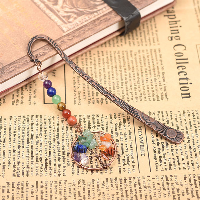 Chakra Healing Tree of Life  Stars Moon Sun Bronze Alloy Bookmarks Book Label