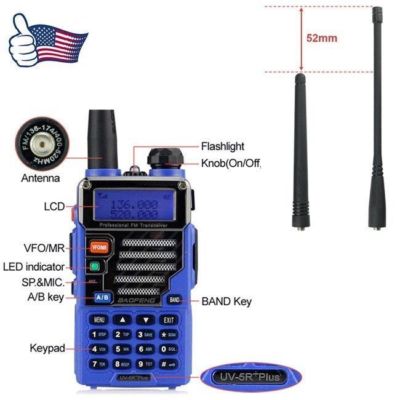 Baofeng UV-5R Plus Qualette Two-way Radio FM VOX Dual band VHF UHF Blue