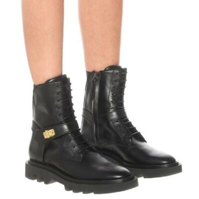 Givenchy Eden Combat Boots Black Leather Ankle Hiking Booties Zip
