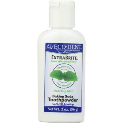 Зубной порошок Eco-Dent Extrabrite с пищевой содой — ослепительная мята, 2 унции в порошке