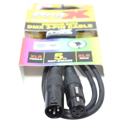 Pro X 5 Ft. DMX XLR3-M to XLR3-F Premium Cable
