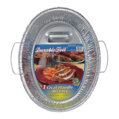 Home Plus 6392112 12.75 x 17.37 in. Durable Foil Oval Roaster Pan - Silver- p...