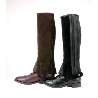 HALF CHAPS BLACK ADULTS FULL GRAIN QUALITY COWHIDE LEATHER-REGULAR+TALL SIZES