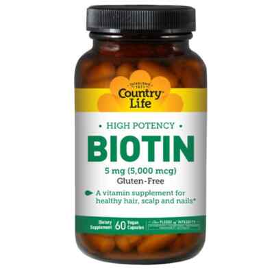 Country Life High Potency Biotin 5 мг 60 растительных капсул