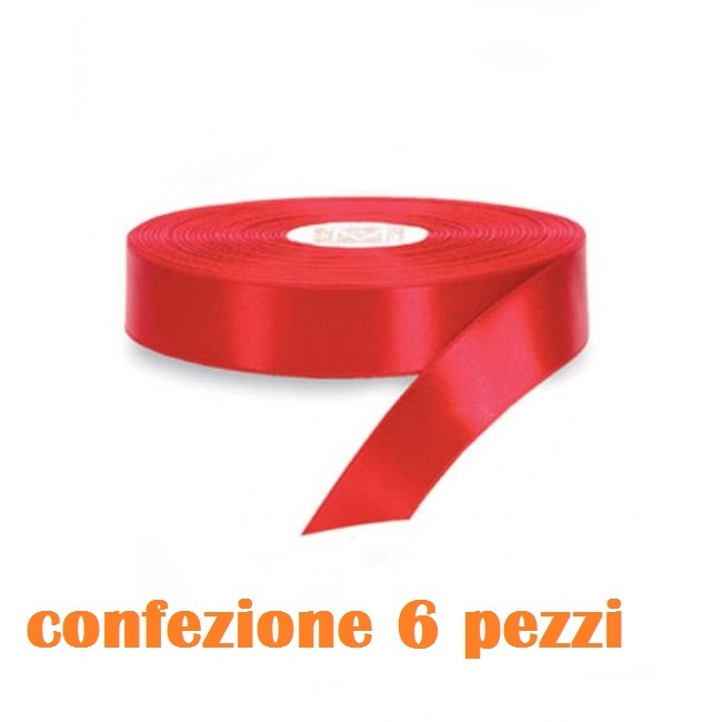 Set 6 Pezzi Nastro Di Raso Rosso 2cmx25m Bomboniere Regali moc