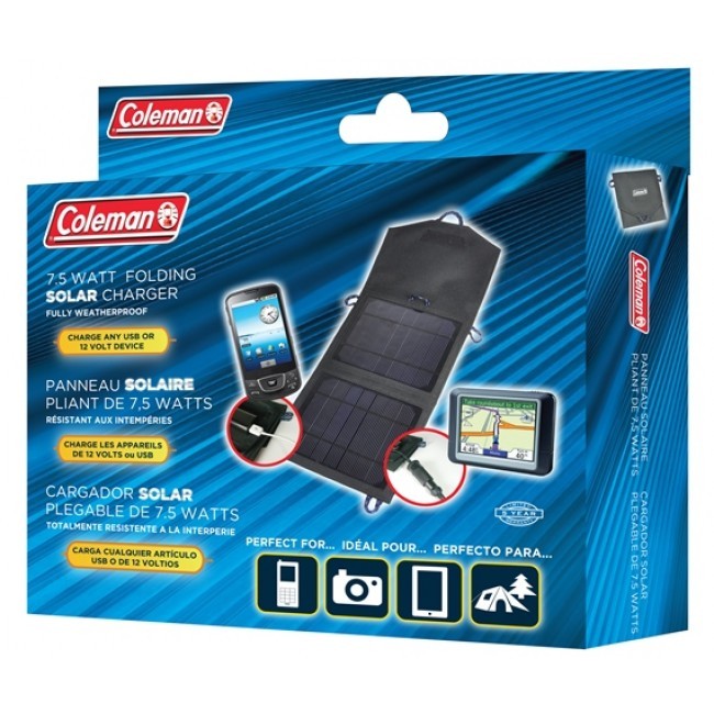 New Coleman Weatherproof 7.5W Folding Solar Panel Charger Ideal Camping