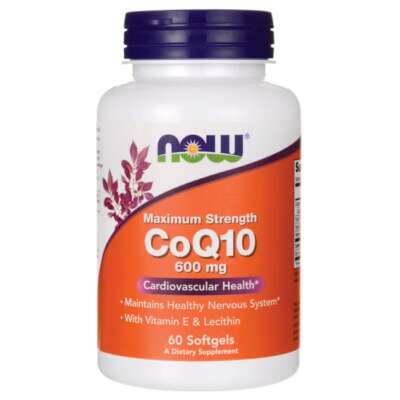 NOW Foods Coq10 максимальной силы, 600 мг, 60 таблеток