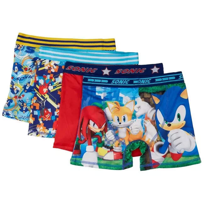 Спортивные эластичные боксерские трусы Sonic the Hedgehog из 4-х комплектов для больших мальчиков 6-го размера