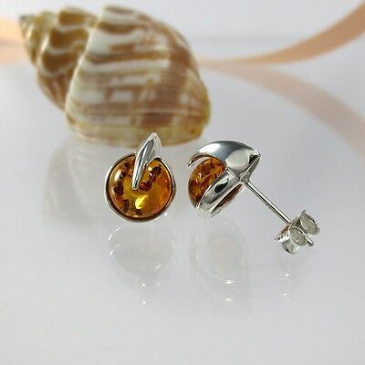 A370 Ohrringe 925 Sterling Silber Schmuck mit Bernstein Amber Modern 