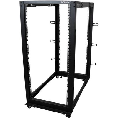 StarTech.com 25U Adjustable Depth Open Frame 4 Post Server Rack w- Casters - Lev