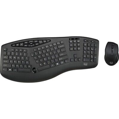 Adesso TruForm Media 1600 - Wireless Ergonomic Keyboard - Optical Mouse - Black