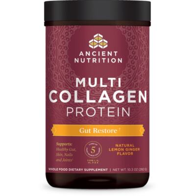 Восстанавливающий кишечник Мультиколлагеновый протеин Ancient Nutrition с лимоном и имбирем, 8,4 унции