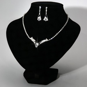 Bridal-Bridesmaid-Gorgeous-silver-rhinestone-crystal-necklace-and-earring-set