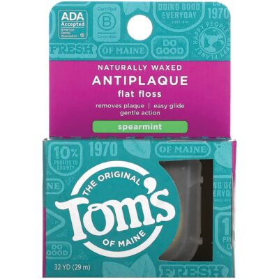 Плоская зубная нить Toms of Maine Antiplaque - Мятная, 32 ярда