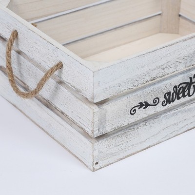Wood Crates Decorative Crate Tray w/ Ropes French Country Decor Storage Baskets