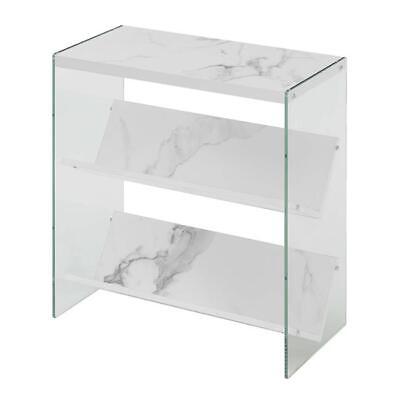 Convenience Concepts 131559WM Soho Bookcase White Faux Marble & Glass - 24.25...