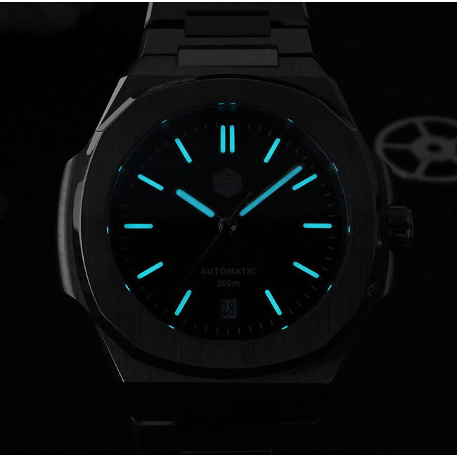 Pre-owned San Martin Men Luxury Watch Automatic Wristwatch 200m Waterproof Luminous Pt5000