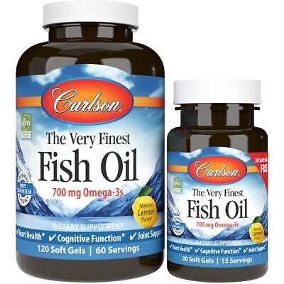 Carlson The Very Finest Fish Oil - Лимон 700 мг 120 + 30 бесплатных капсул