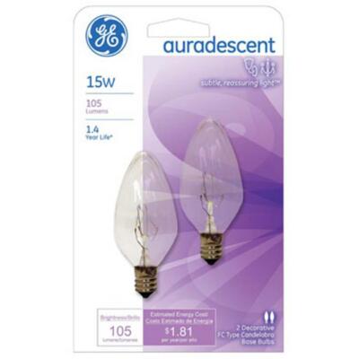 GE Lighting 48394 15W Auradescent Torpedo Shaped Flame Light Bulb- Pack Of 6