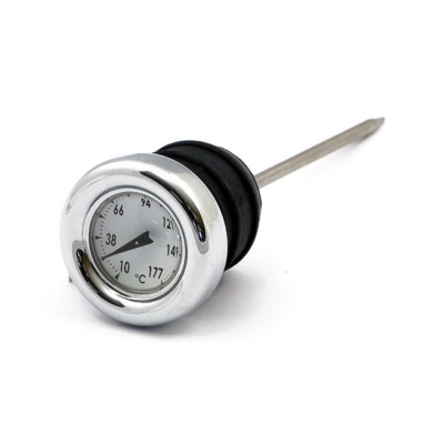 Ölmessstab m. Thermometer Chrom weiß f. Harley Davidson FX,FL, XLCH