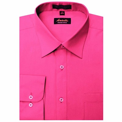 humoresque stand collar shirt ／fuchsia Mens Dress Shirt Fuchsia Hot Pink Modern Fit Wrinkle-Free