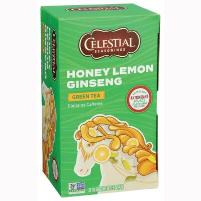 Celestial Seasonings Зеленый чай с медом, лимоном и женьшенем, 20 пакетиков