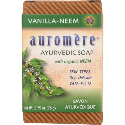 Мыло Auromere Ayurvedic Bar с ванилью и нимом 2,75 унции (S)