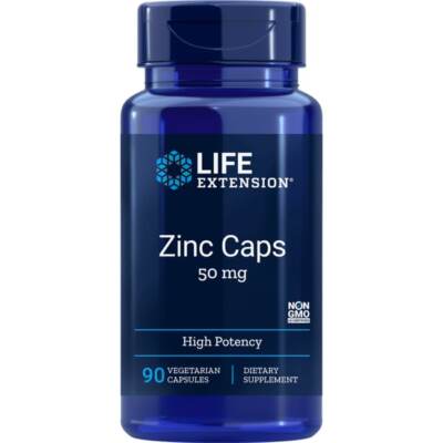 Life Extension Цинковые капсулы, 50 мг, 90 растительных капсул