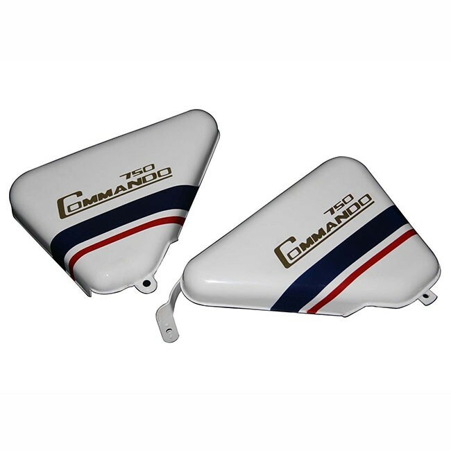 For Norton Commando Roadster 750 Logo White Painted Side Panel Set  