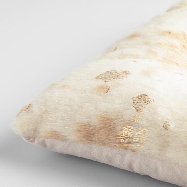 Chair Cushion Faux Cowhide w Gold Speckles Ties Polyester Southwest Country