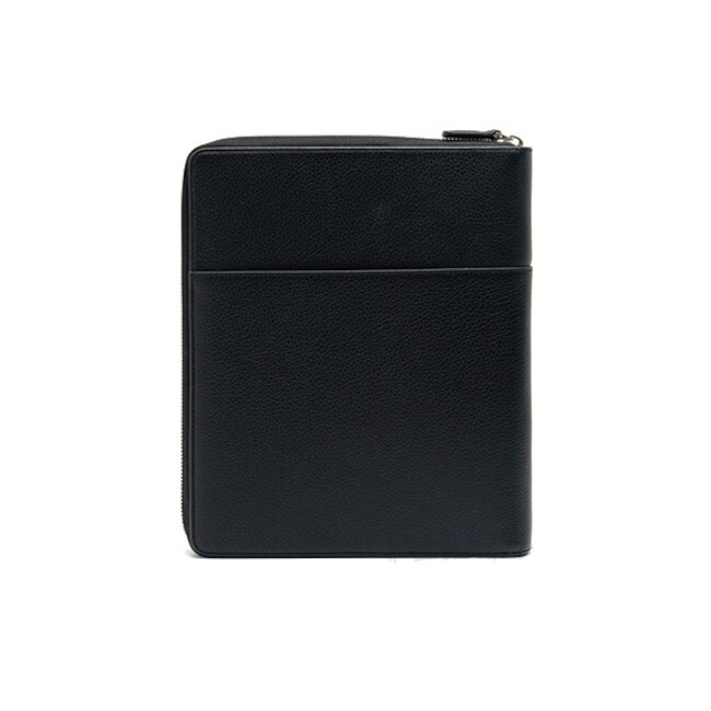 Pre-owned Montblanc Meisterstück 4810 Natural Leather Notebook Notepad Holder Cover Case In Black