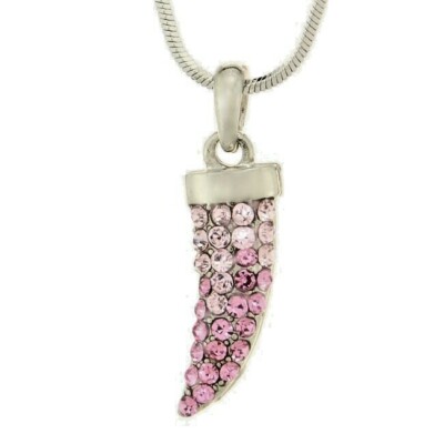 Dragon Tooth Pendant Made With Swarovski Crystal Pink Necklace 18'' Chain Gift