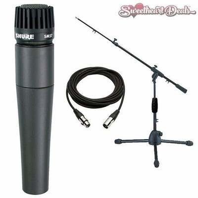Shure SM57-LC Dynamic Instrument Microphone with QuikLok A-341 Short Stand SM57
