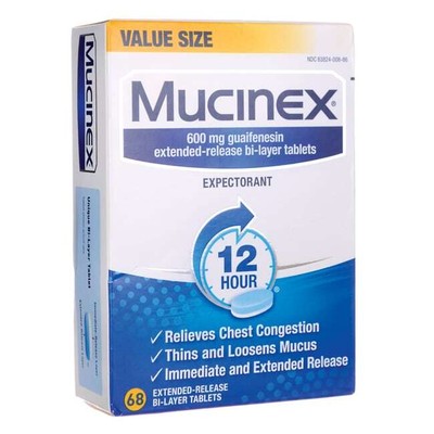 Mucinex 12-часовое отхаркивающее средство 68 таблеток