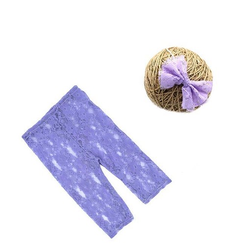 Headband Photo Prop Clothes Outfit MP Newborn Baby Girl Lace Floral Pants