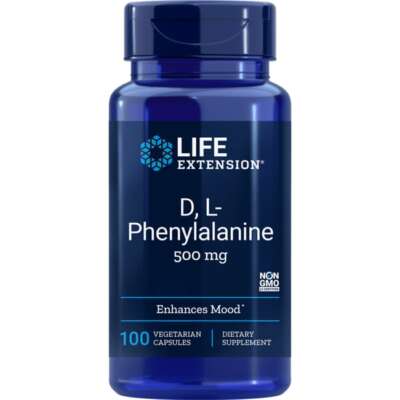 Life Extension D, L-фенилаланин 500 мг 100 растительных капсул