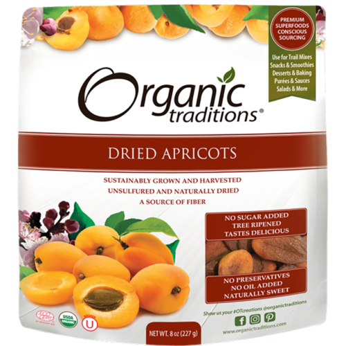Organic Traditions Сушеные абрикосы, упаковка 8 унций