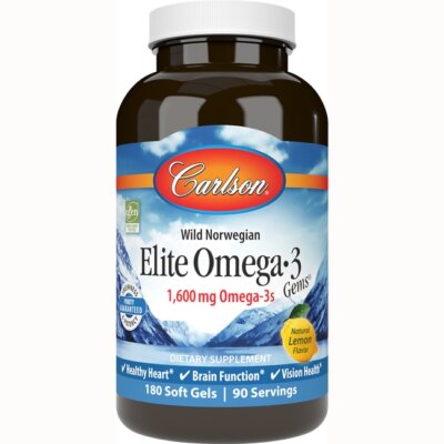 Carlson Wild Norwegian Elite Omega-3 Gems — Лимон 1600 мг 180 гелей