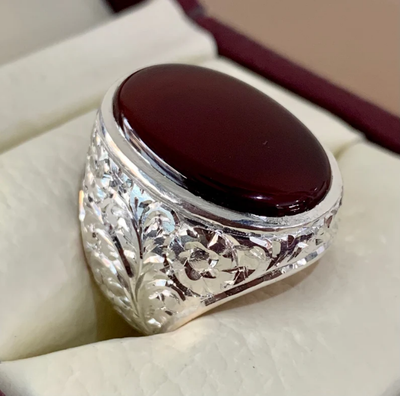 Carnelian Aqeeq Rings Yemeni Aqeeq Shia Ring Sterling Silver 925