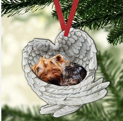Christmas Ornament 2D Flat Yorkshire Terrier Yorkie Shorkie