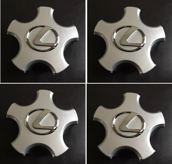 2001 2002 2003 LEXUS LS 430 17” ALLOY SILVER STAR CENTER CAP WITH CHROME EMBLEM.