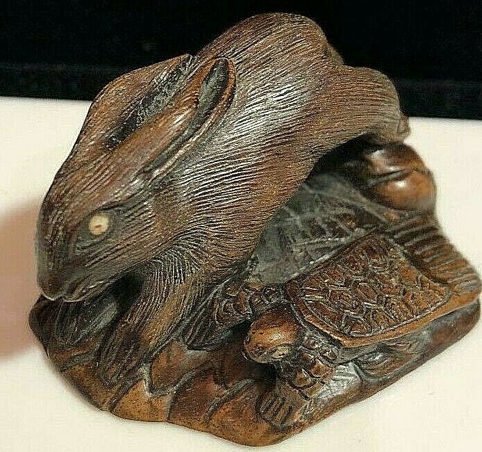 Купить Нэцкэ N/A Japanese Netsuke Wood carving rabbit turtle ojime в ...