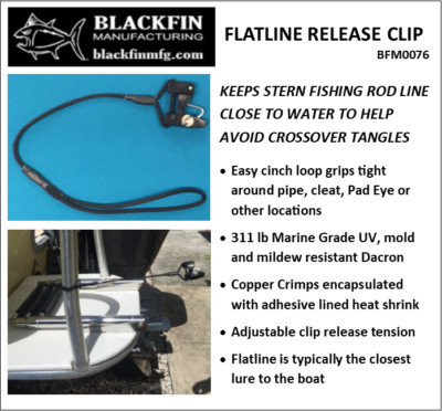 Flat Line Release Clip - Easy Cinch Strap - Adjustable Tension - Trolling 
