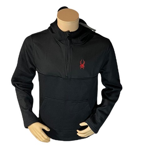 Spyder Men's Racer 1/4 Zip Pullover Hoodie, Black Size Medium NWT