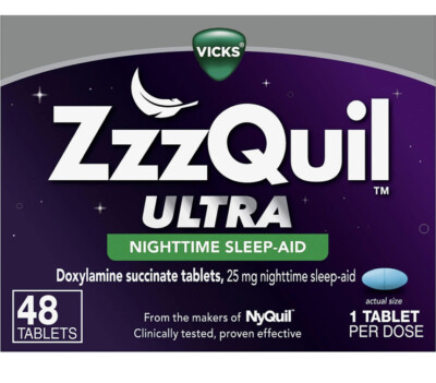 2 Pack - ZzzQuil ULTRA Nighttime Sleep Aid 25 mg Doxylamine Succinate - 24ct ea