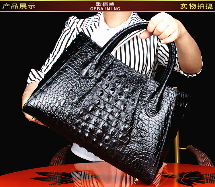 Real 100Thai Crocodile Alligator Skin Leather Women Luxury Handbag